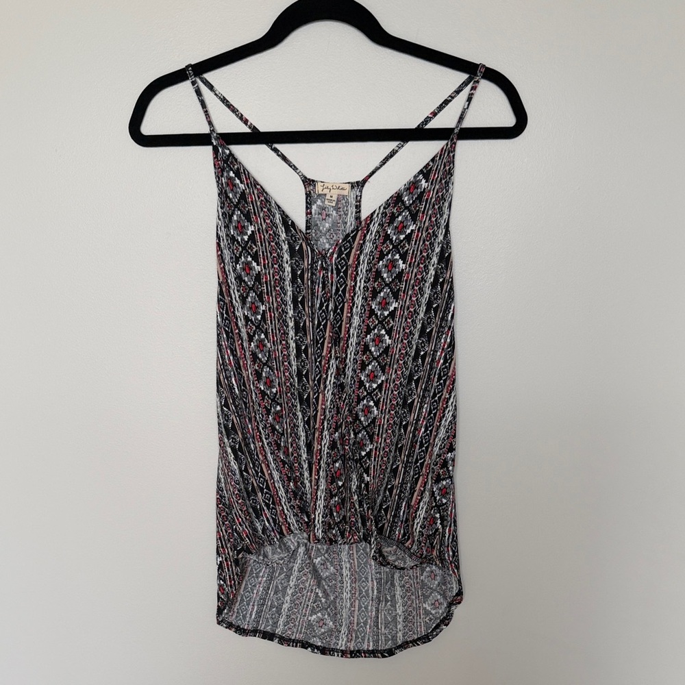 Lily White Geometric Black and Red Camisole